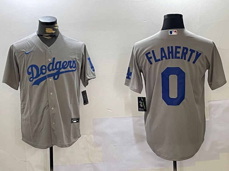 Men Los Angeles Dodgers 0 Flaherty Grey Game 2024 Nike MLB Jersey style 1120